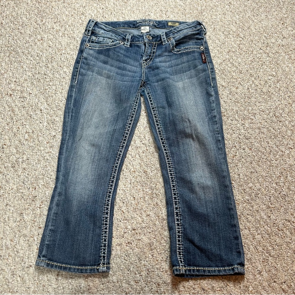 Silver Jeans Aiko Skinny Capri Womens 29 Denim Stretch Dark Wash Low Rise
